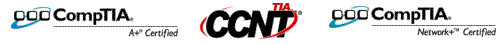 CompTIA Certifed as A+ Professional and Network+ Professional; TIA Certified in Convergent Networking Technologies